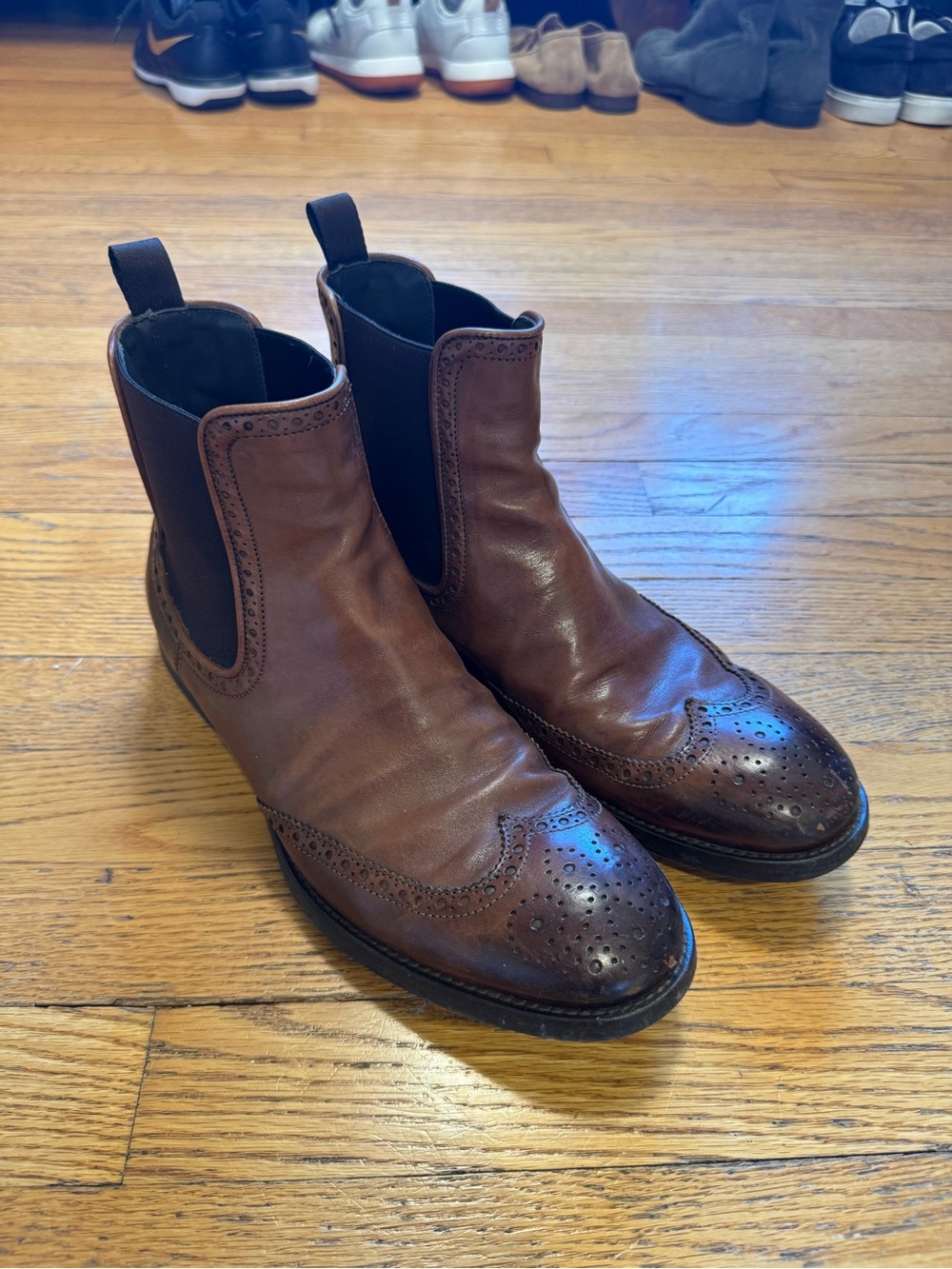 To Boot New York - Men's Brown Leather Chelsea Wingtip Boots